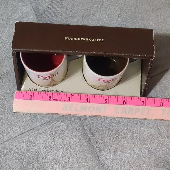 Starbucks Coffee Set Of Two Demitasse - Paris -France 3oz Mini Mug NIB - Picture 8 of 9